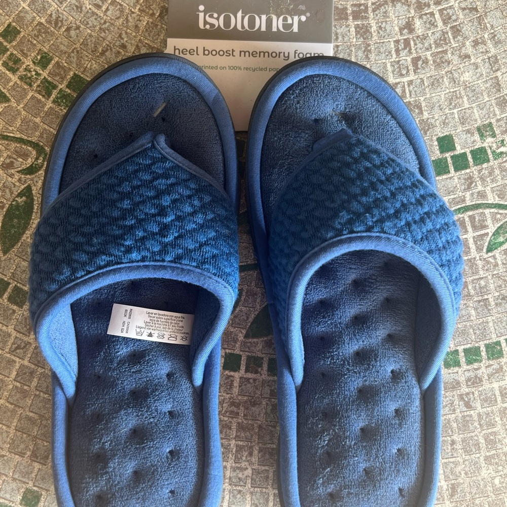 Isotoner Blue memory foam slippers